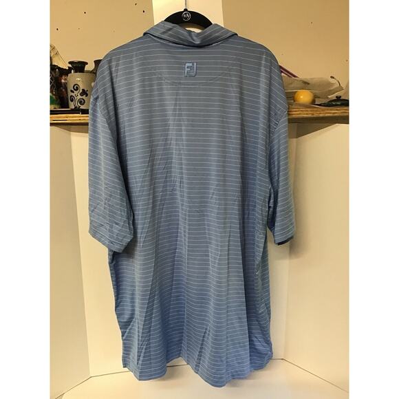 FJ FootJoy ProDry Light Blue Striped Self Collar Stretch Polo Shirt‎ XL - Picture 2 of 9